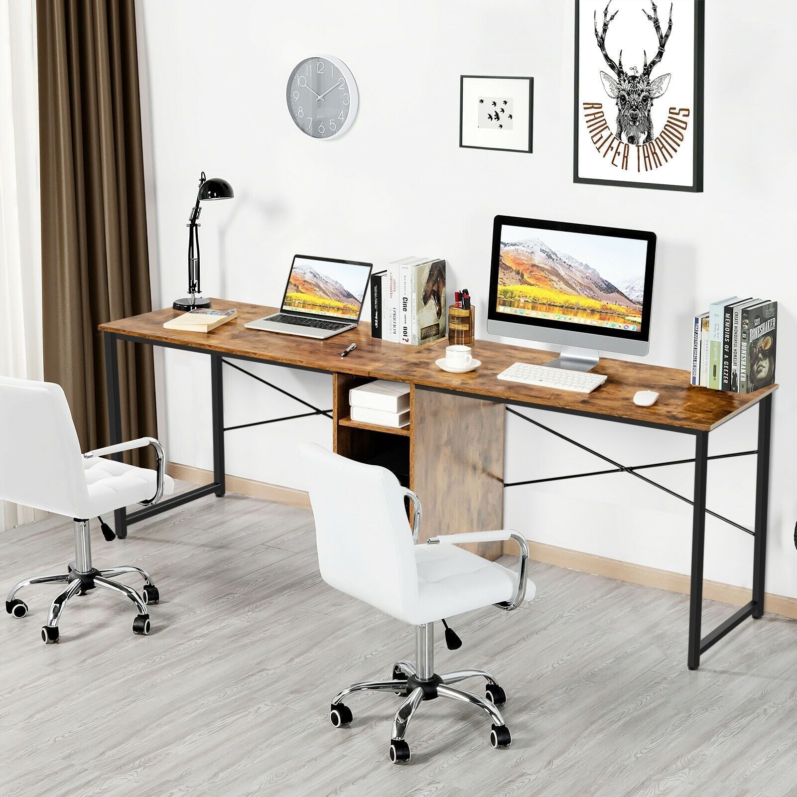 2 Person Workstation Office Desk w/ Storage